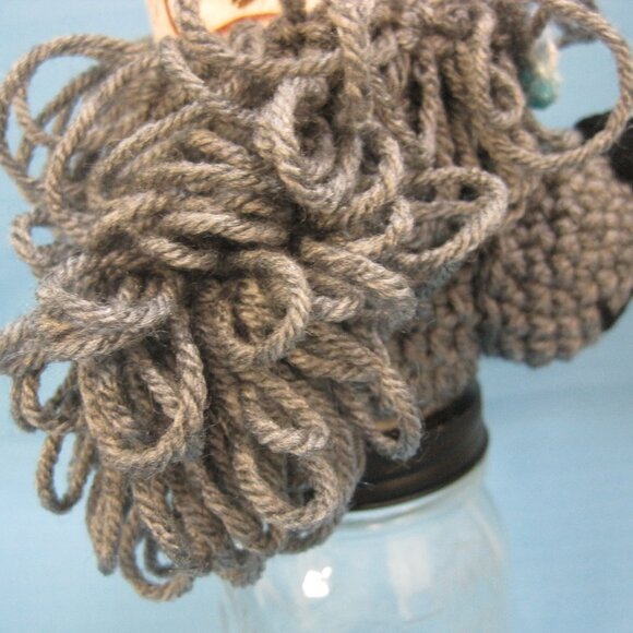 Handmade Crochet Poodle Puppy Dogs  SILVER Cup Cozy - Picture 4 of 5